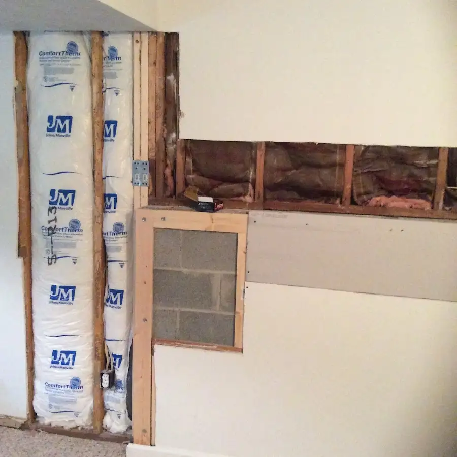 Wall insulation replacement during Basement Flood Cleanup in Morgantown
